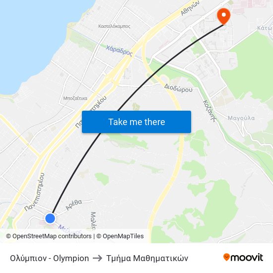 Ολύμπιον - Olympion to Τμήμα Μαθηματικών map