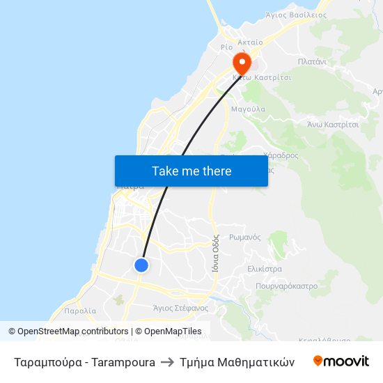 Ταραμπούρα - Tarampoura to Τμήμα Μαθηματικών map