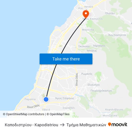 Καποδιστρίου - Kapodistriou to Τμήμα Μαθηματικών map