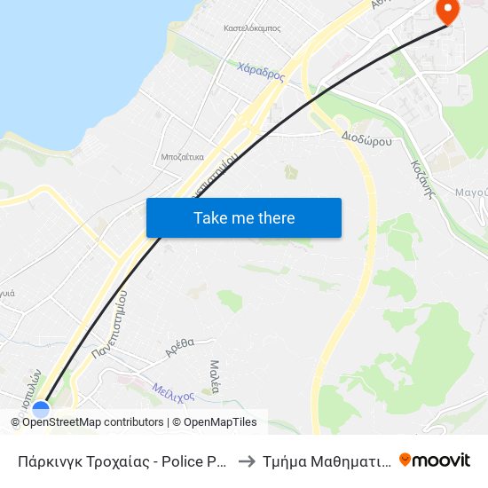 Πάρκινγκ Τροχαίας - Police Parking to Τμήμα Μαθηματικών map