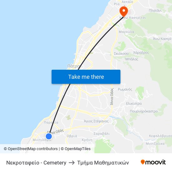 Νεκροταφείο - Cemetery to Τμήμα Μαθηματικών map