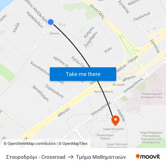 Σταυροδρόμι - Crossroad to Τμήμα Μαθηματικών map