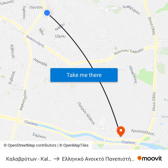 Καλαβρύτων - Kalavriton to Ελληνικό Ανοικτό Πανεπιστήμιο ""Εαπ"" map