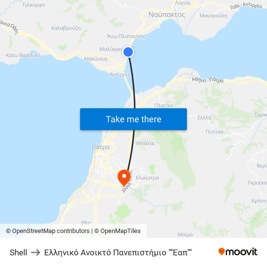 Shell to Ελληνικό Ανοικτό Πανεπιστήμιο ""Εαπ"" map