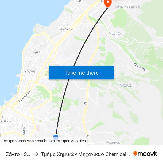 Σάντο - Santo to Τμήμα Χημικών Μηχανικών Chemical Engineering map