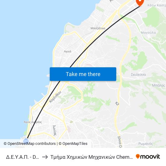 Δ.Ε.Υ.Α.Π. - D.E.Y.A.P. to Τμήμα Χημικών Μηχανικών Chemical Engineering map