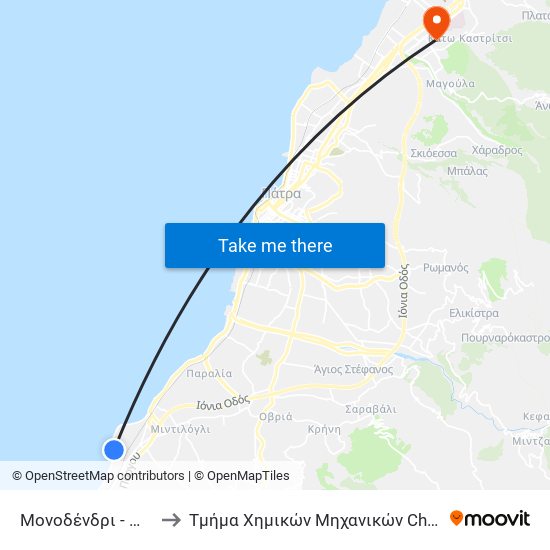Μονοδένδρι - Monodendri to Τμήμα Χημικών Μηχανικών Chemical Engineering map