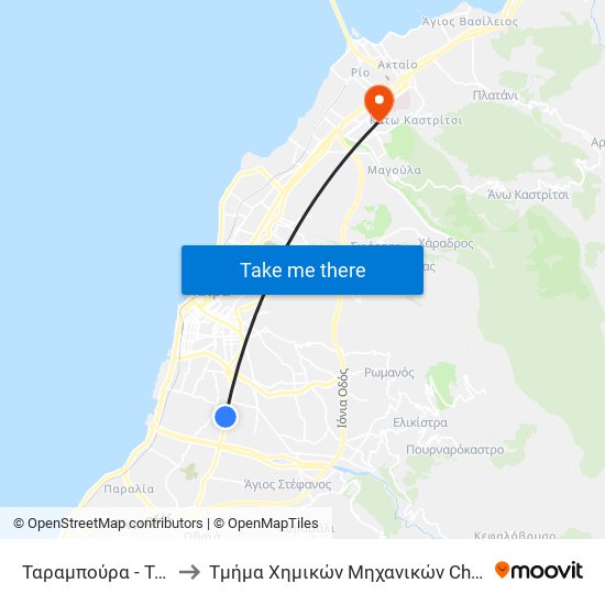 Ταραμπούρα - Tarampoura to Τμήμα Χημικών Μηχανικών Chemical Engineering map