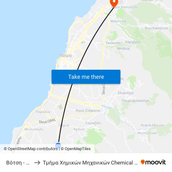 Βότση - Votsi to Τμήμα Χημικών Μηχανικών Chemical Engineering map