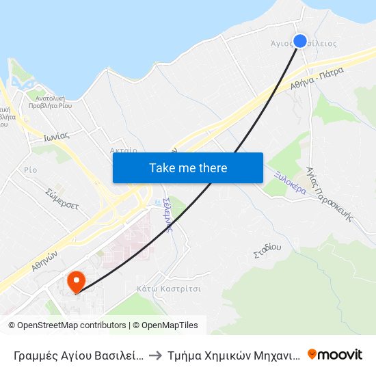 Γραμμές Αγίου Βασιλείου - Agios Vasileios Rails to Τμήμα Χημικών Μηχανικών Chemical Engineering map