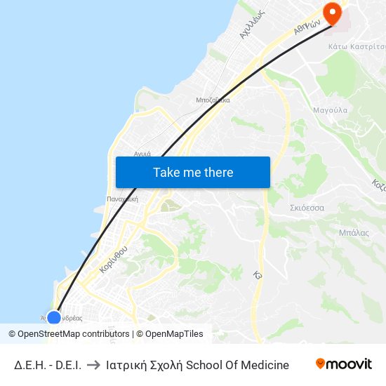 Δ.Ε.Η. - D.E.I. to Ιατρική Σχολή School Of Medicine map