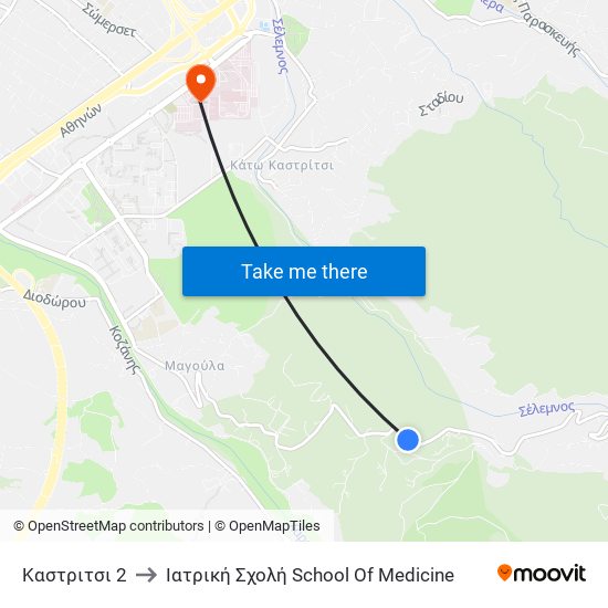 Καστριτσι 2 to Ιατρική Σχολή School Of Medicine map