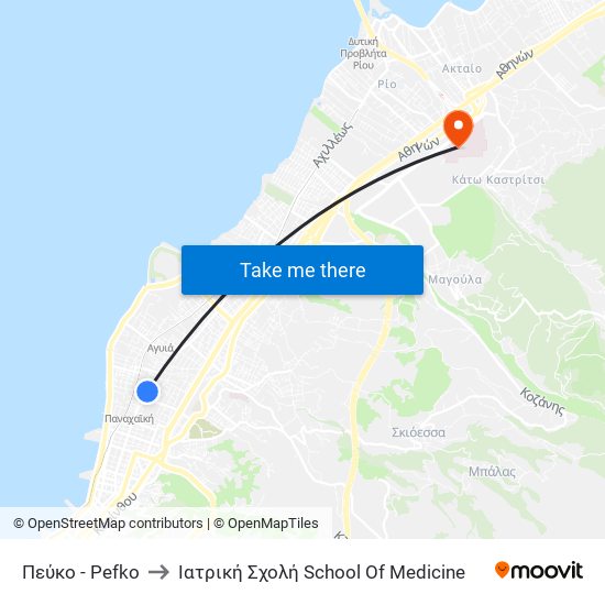 Πεύκο - Pefko to Ιατρική Σχολή School Of Medicine map