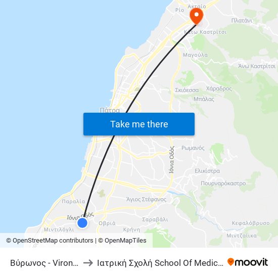 Βύρωνος - Vironos to Ιατρική Σχολή School Of Medicine map