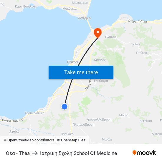 Θέα - Thea to Ιατρική Σχολή School Of Medicine map