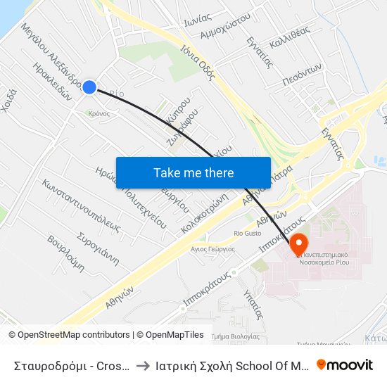 Σταυροδρόμι - Crossroad to Ιατρική Σχολή School Of Medicine map