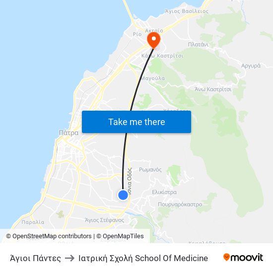 Άγιοι Πάντες to Ιατρική Σχολή School Of Medicine map