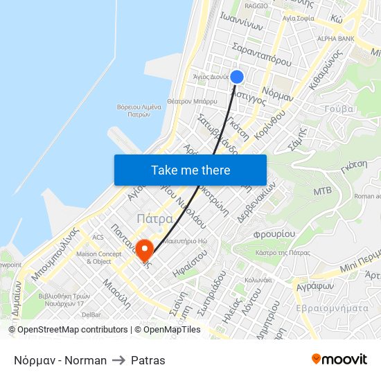 Νόρμαν - Norman to Patras map
