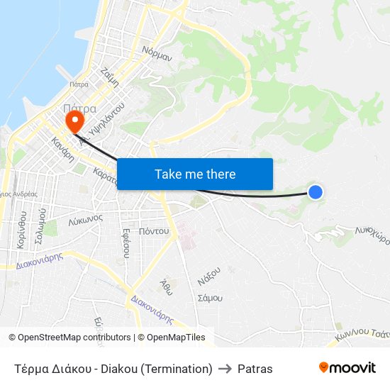 Τέρμα Διάκου - Diakou (Termination) to Patras map