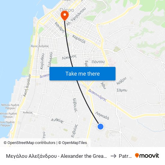 Μεγάλου Αλεξάνδρου - Alexander the Great Road to Patras map
