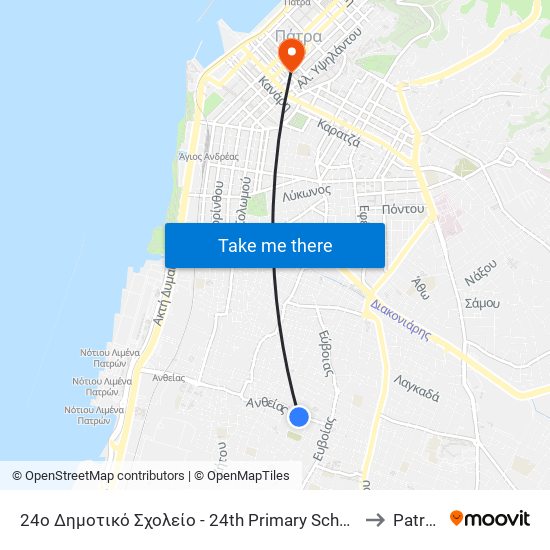 24ο Δημοτικό Σχολείο - 24th Primary School to Patras map