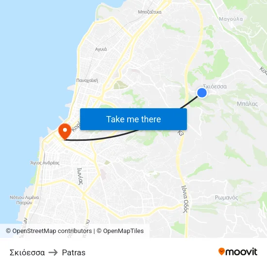 Skioessa to Patras map