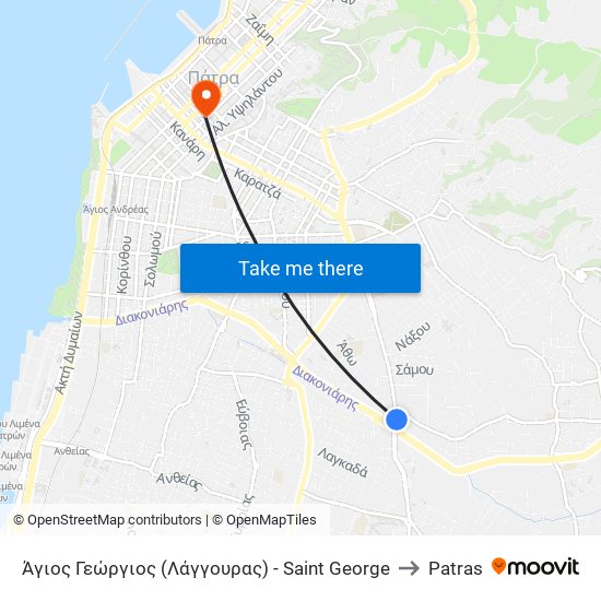 Άγιος Γεώργιος (Λάγγουρας) - Saint George to Patras map