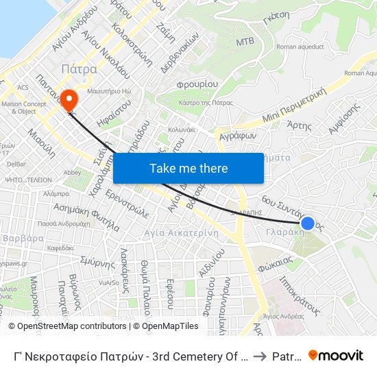 Γ' Νεκροταφείο Πατρών - 3rd Cemetery Of Patras to Patras map