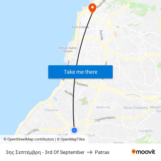 3ης Σεπτέμβρη - 3rd Of September to Patras map