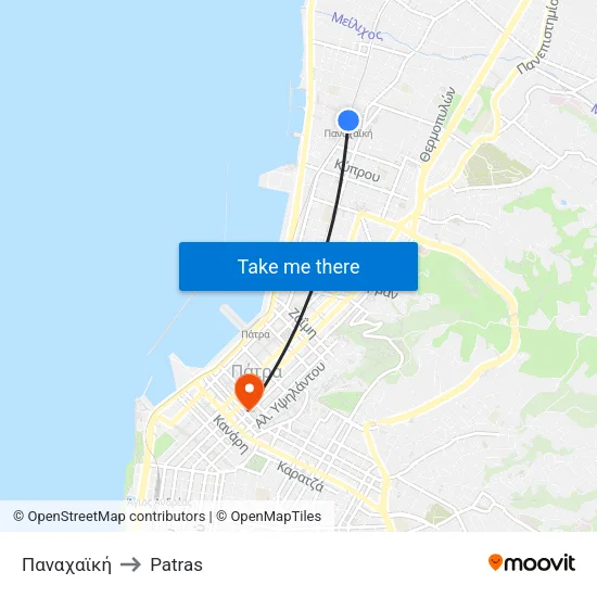 Panachaiki to Patras map