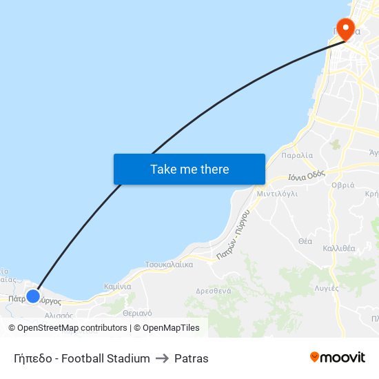 Γήπεδο - Football Stadium to Patras map