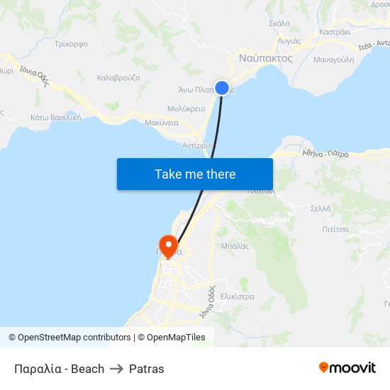 Παραλία - Beach to Patras map