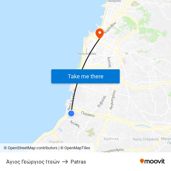 Άγιος Γεώργιος Ιτεών to Patras map