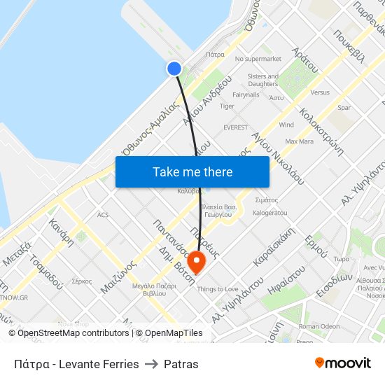 Πάτρα - Levante Ferries to Patras map