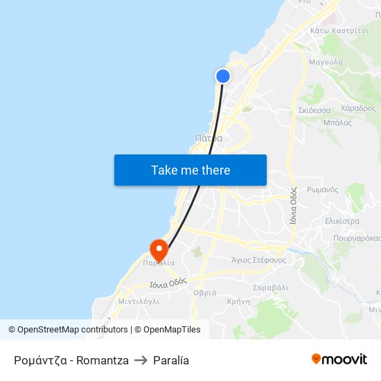 Ρομάντζα - Romantza to Paralía map