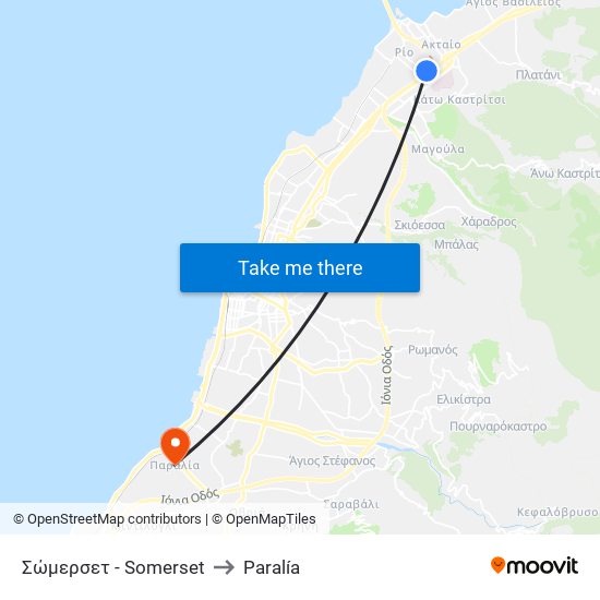 Σώμερσετ - Somerset to Paralía map