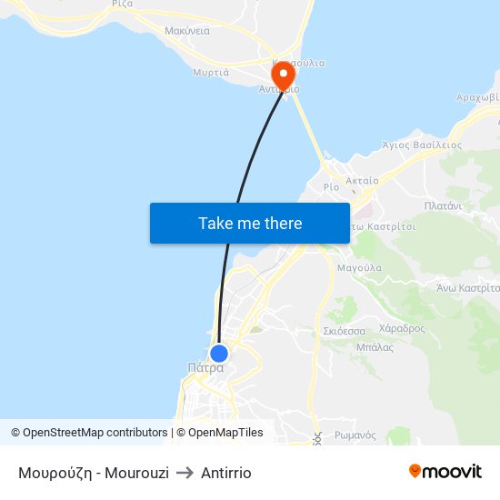 Μουρούζη - Mourouzi to Antirrio map