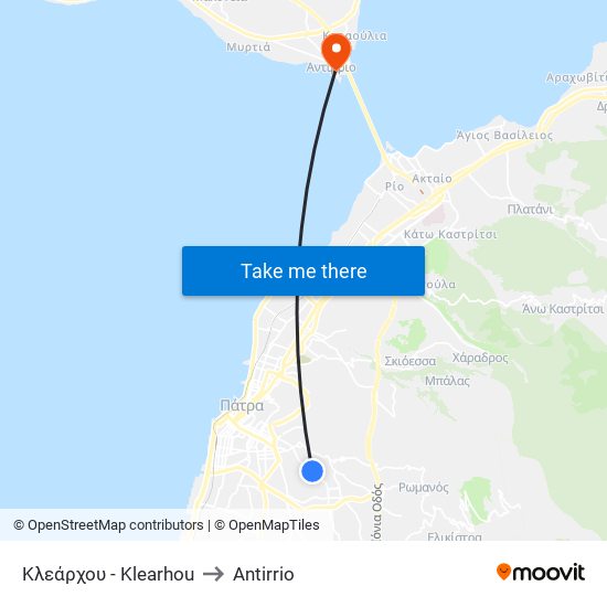 Κλεάρχου - Klearhou to Antirrio map