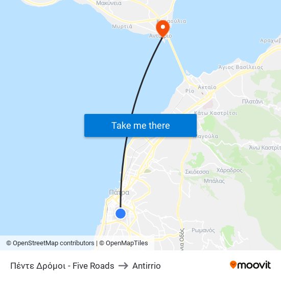 Πέντε Δρόμοι - Five Roads to Antirrio map