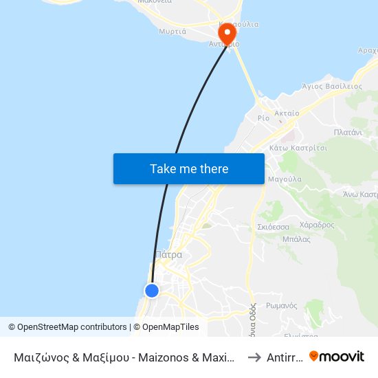 Μαιζώνος & Μαξίμου - Maizonos & Maximou to Antirrio map