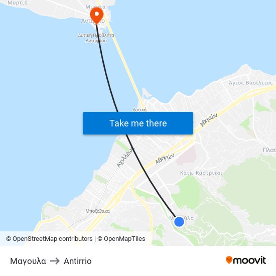 Μαγουλα to Antirrio map