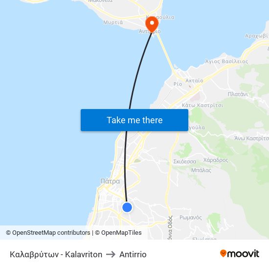 Καλαβρύτων - Kalavriton to Antirrio map