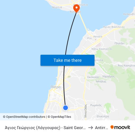 Άγιος Γεώργιος (Λάγγουρας) - Saint George to Antirrio map