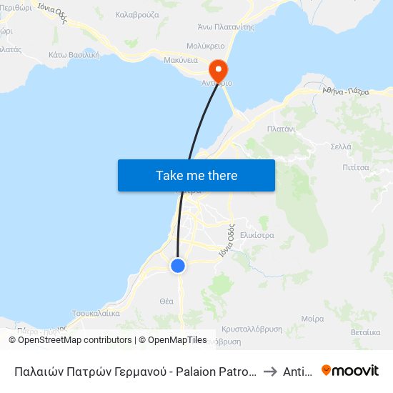 Παλαιών Πατρών Γερμανού - Palaion Patron Germanou to Antirrio map