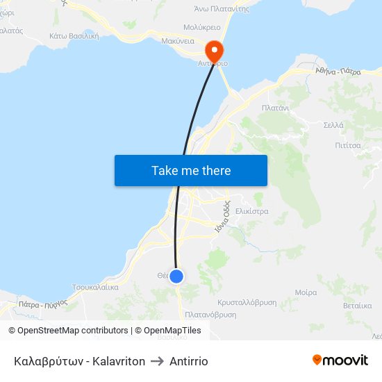 Καλαβρύτων - Kalavriton to Antirrio map