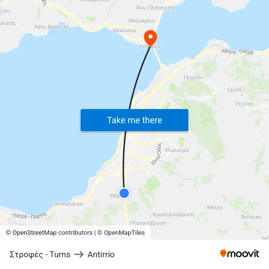 Turns to Antirrio map