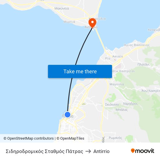 Σιδηροδρομικός Σταθμός Πάτρας to Antirrio map