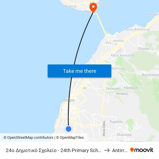 24ο Δημοτικό Σχολείο - 24th Primary School to Antirrio map