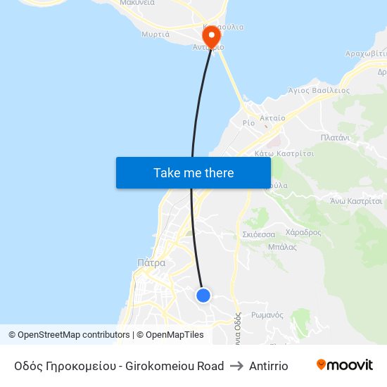 Οδός Γηροκομείου - Girokomeiou Road to Antirrio map