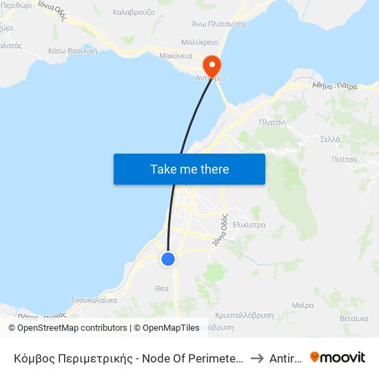 Κόμβος Περιμετρικής - Node Of Perimeter Road to Antirrio map